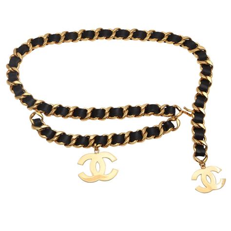 chanel belt necklace black cc logo gold chain|Chanel belts official website.